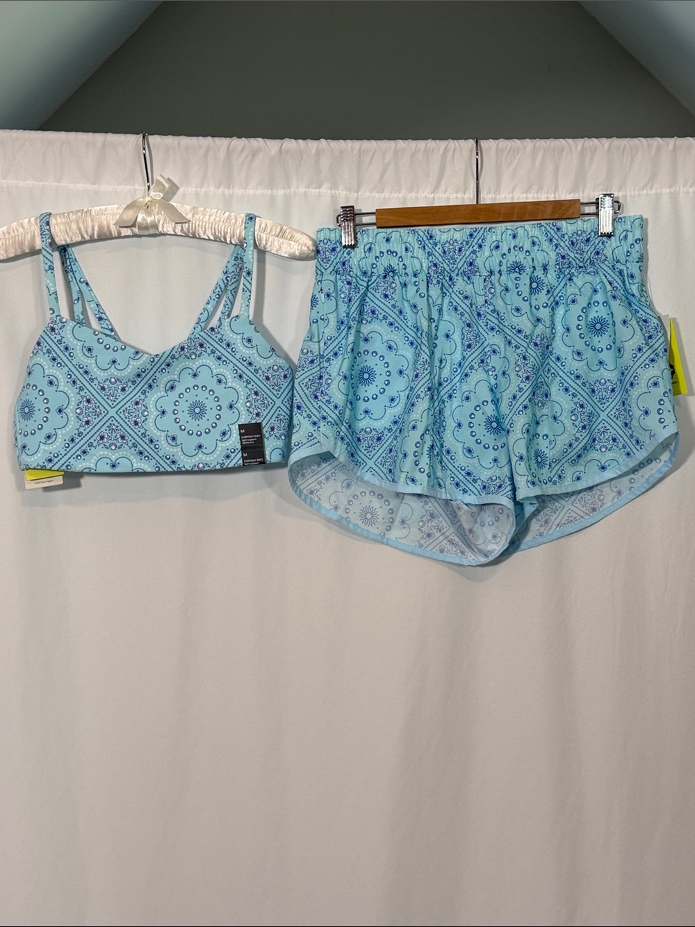 all in motion Light Blue Paisley Bralette & Shorts Set